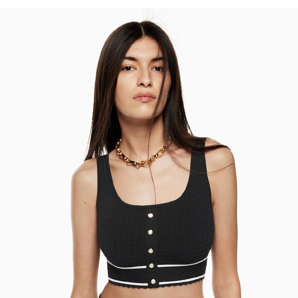 Babaton Beige Textured Button-Up Top